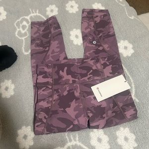 Time to Sweat Pink Camo Crop Lululemon